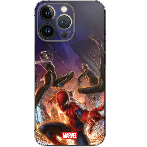 Marvel Spiderman Group Wall iPhone 14 Pro Skin
